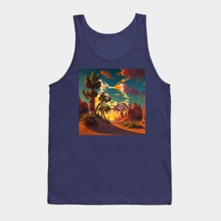 Hidden Cat in Desert Landscape Sunset Tank Top